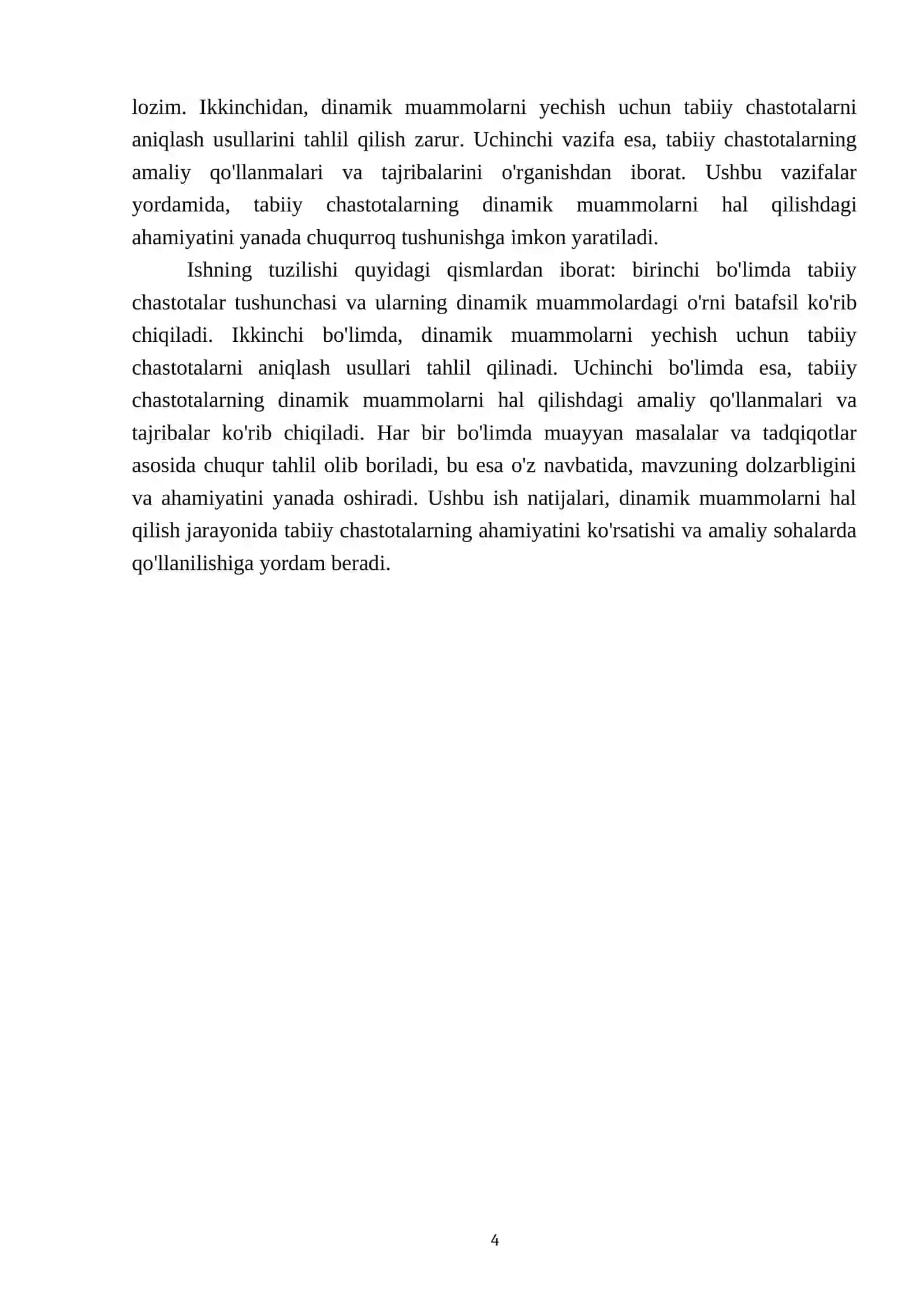 Dinamik muammolar - tabiiy chastotalarini aniqlash 4