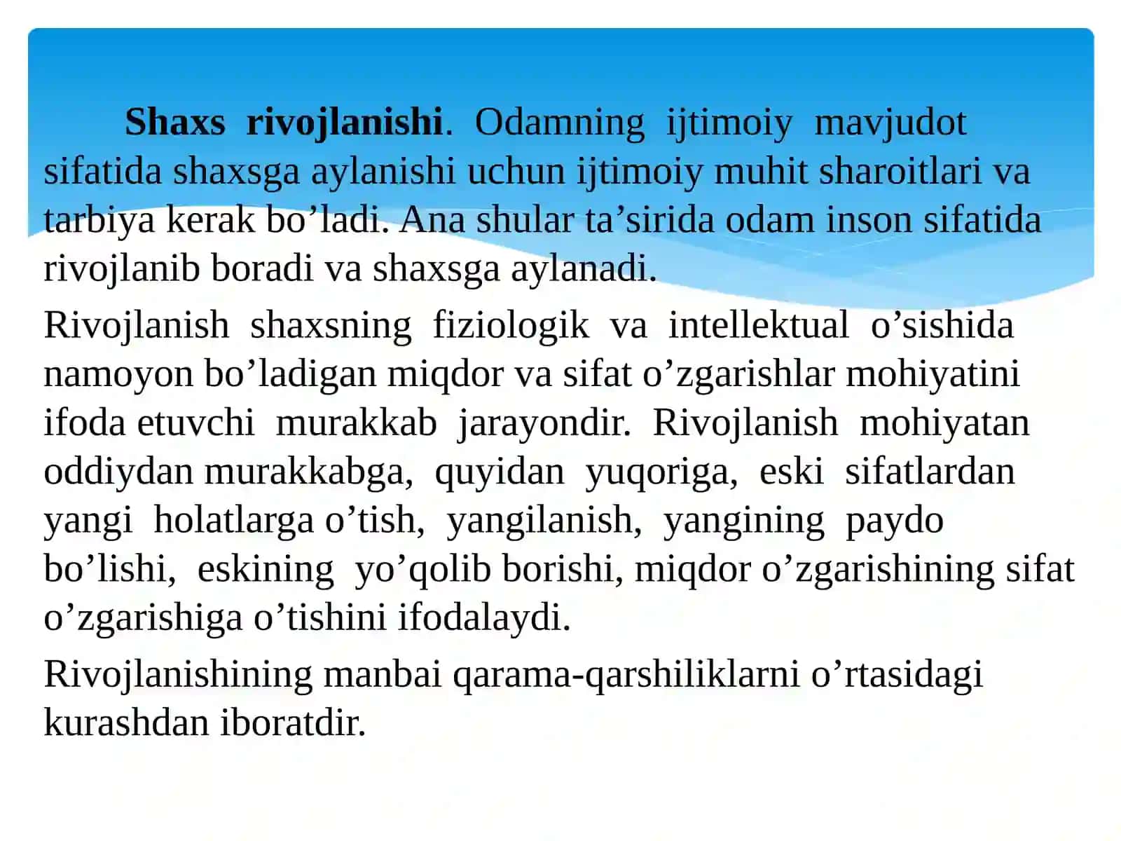 Shaxsnig Rivojlanishi, Tarbiyasi va Jtimoiylashuvi 4