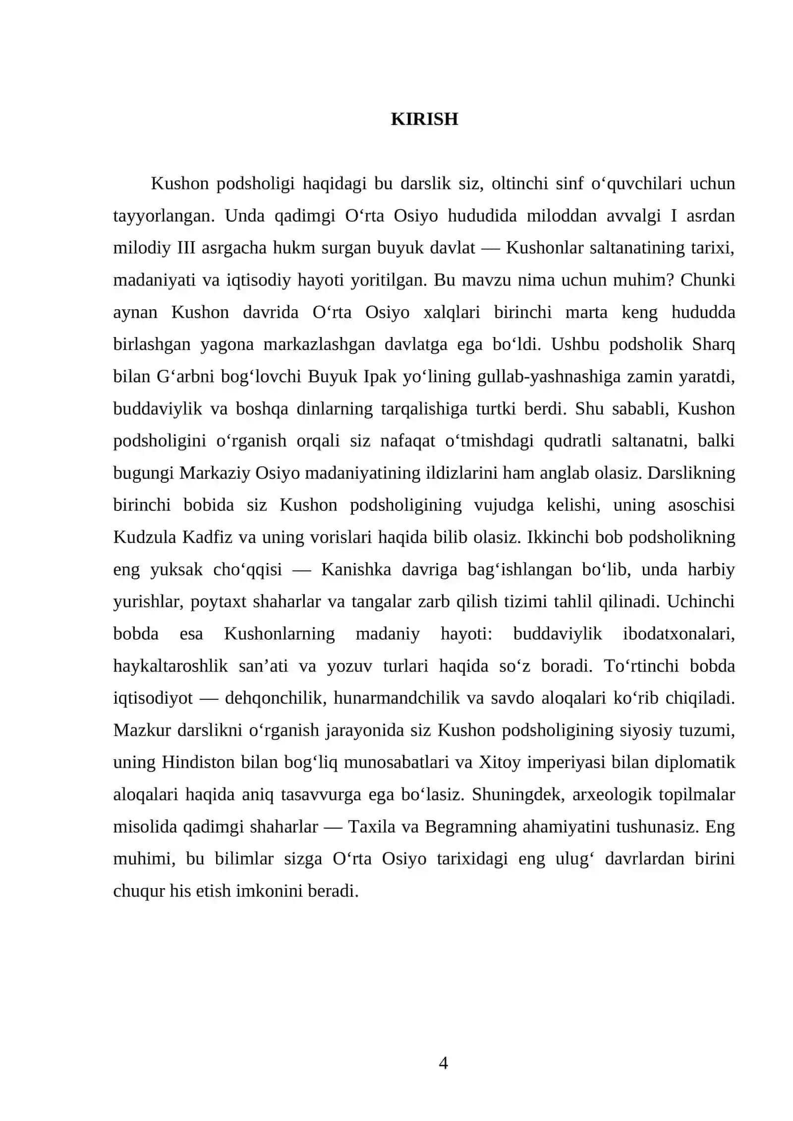 KUSHON PODSHOLIGI. 6- SINF 4
