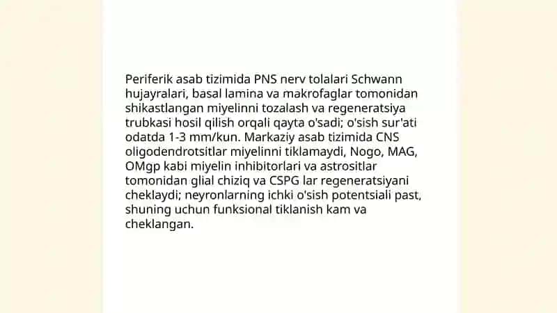 Nerv tòqima regeneratsiyasi 4