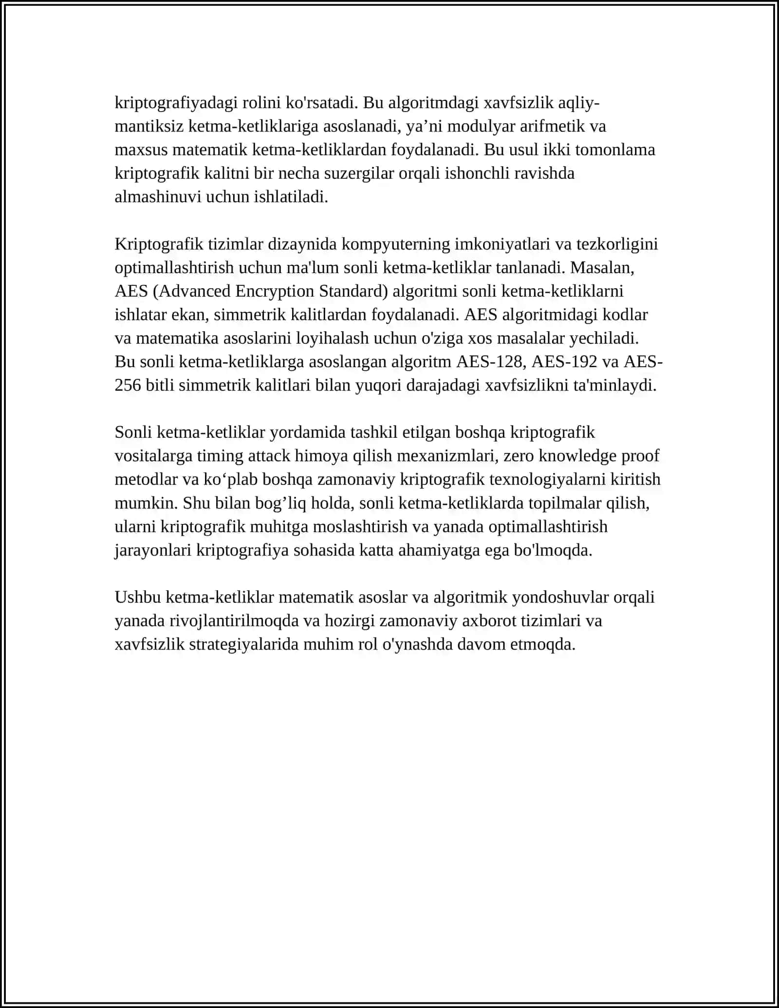 KRIPTOGRAFIYADA SONLI KETMA-KETLIKLARNING TATBIQI 4