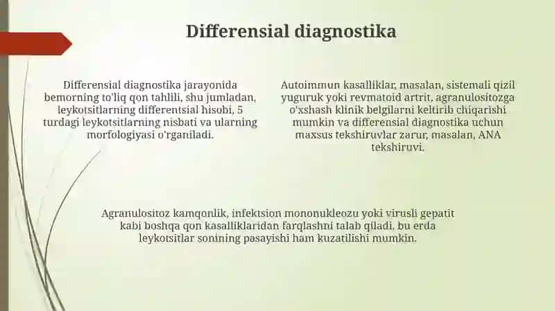 Agranulotsitozetiologiya, patogenez, klinika, diagnostika, davolash prinsiplari 4