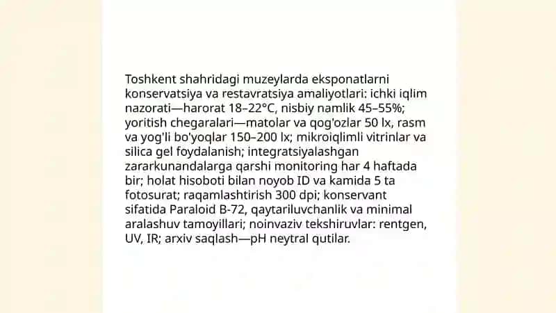 Toshkent shahrida joylashgan muzeylar faoliyati 4