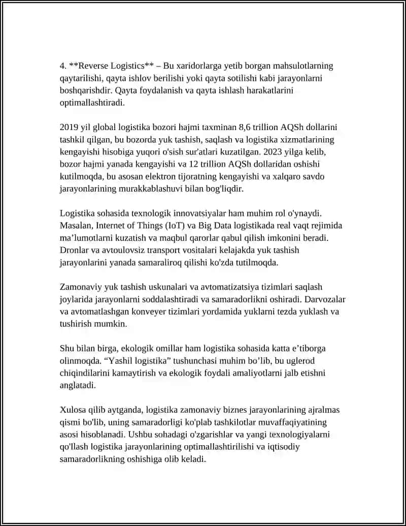 LOGISTIKASINING PREDMETI VA VAZIFALARI 4
