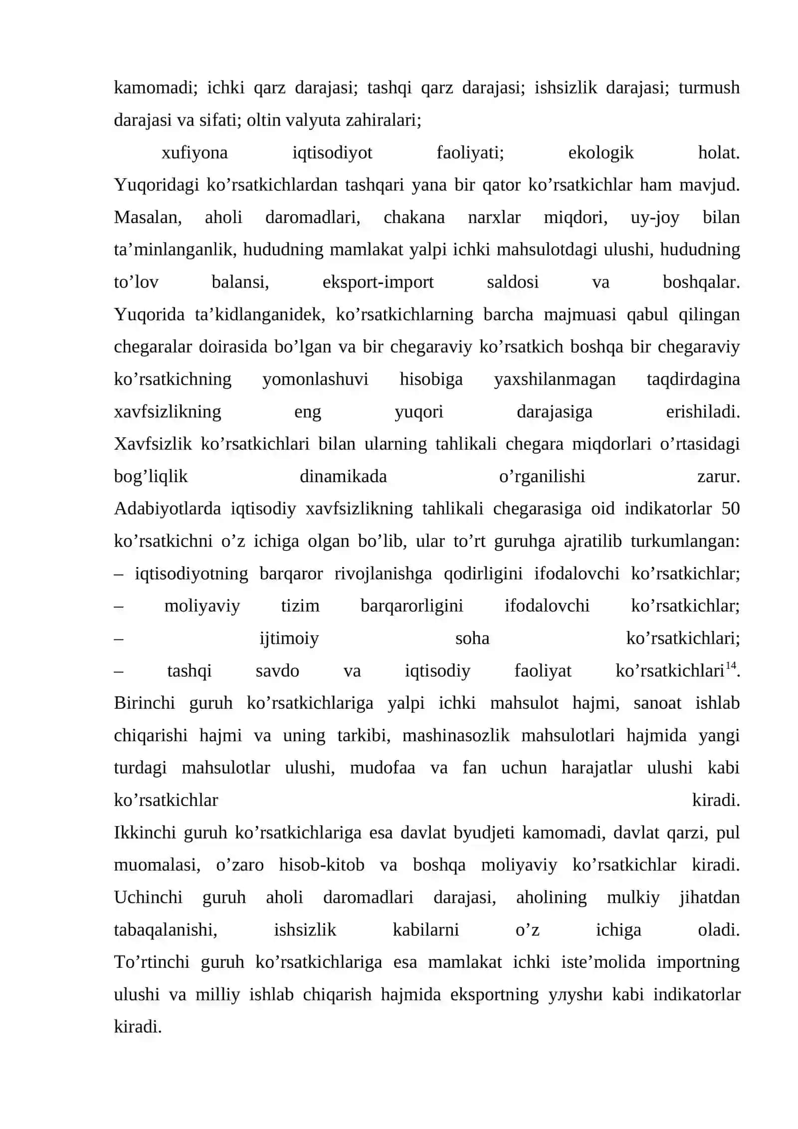 IQTISODIY XAVFSIZLIKNING CHEGARAVIY KO‘RSATKICHLARI 4