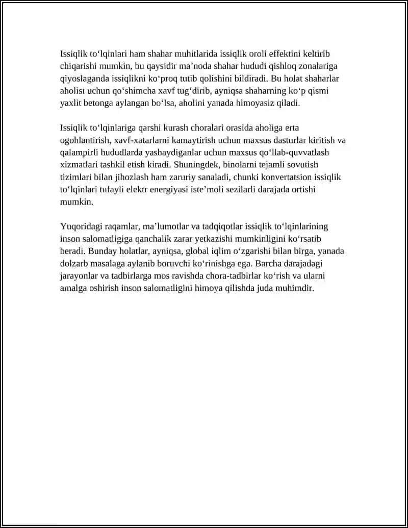 IQLIM OʻZGARISHI VA INSON SALOMATLIGI 4
