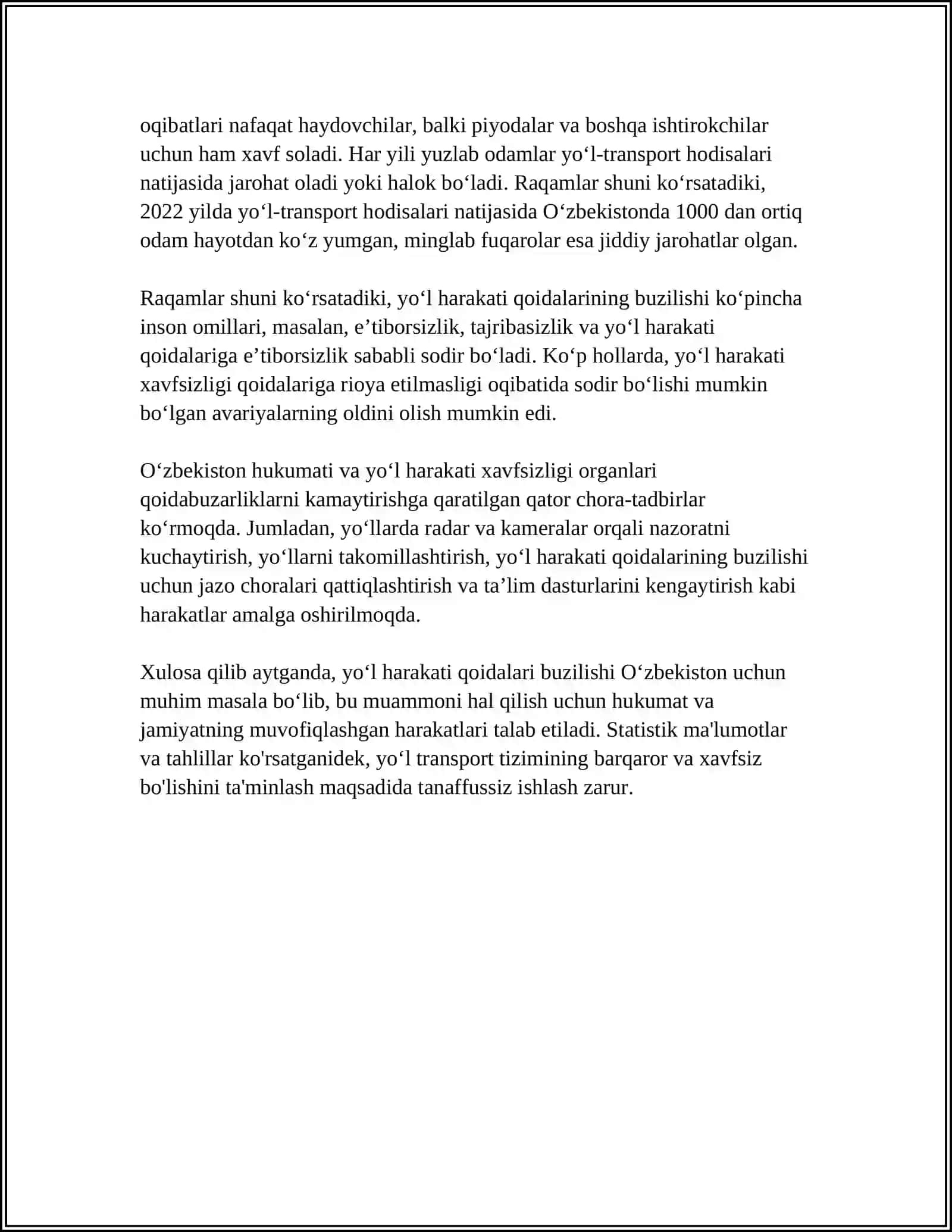 TRANSPORTDAGI HUQUQBUZARLIKLAR TURLARI 4