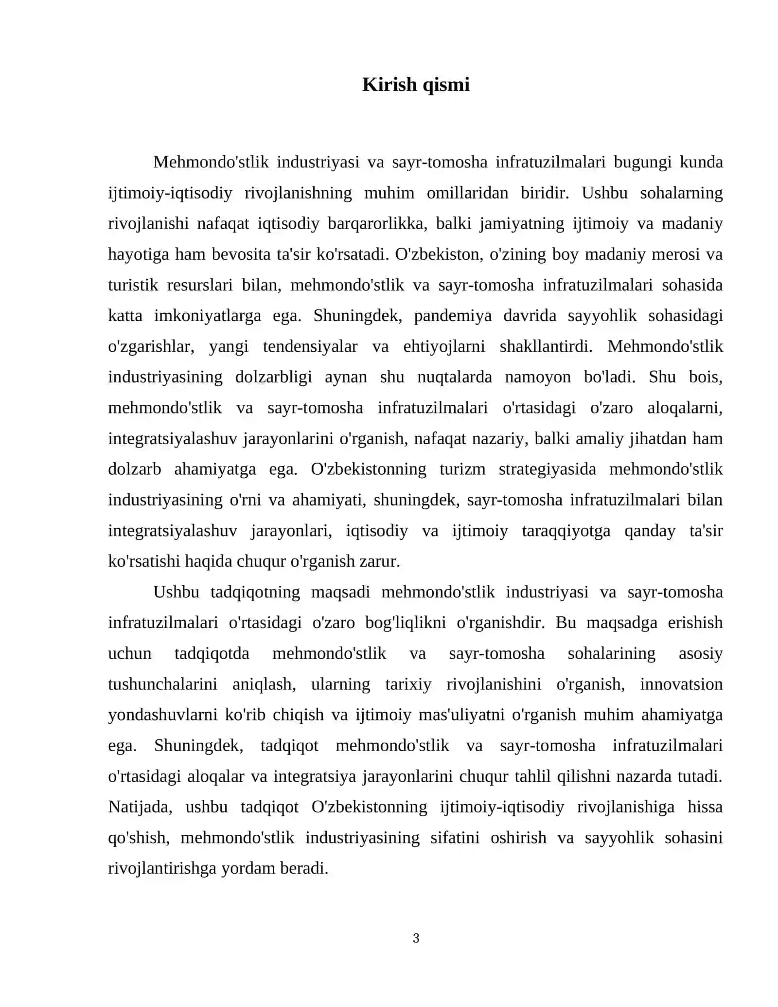 Mehmondoʻstlik industriyasids sayr -tomosha va koʻngilochar infratuzilmalar 4