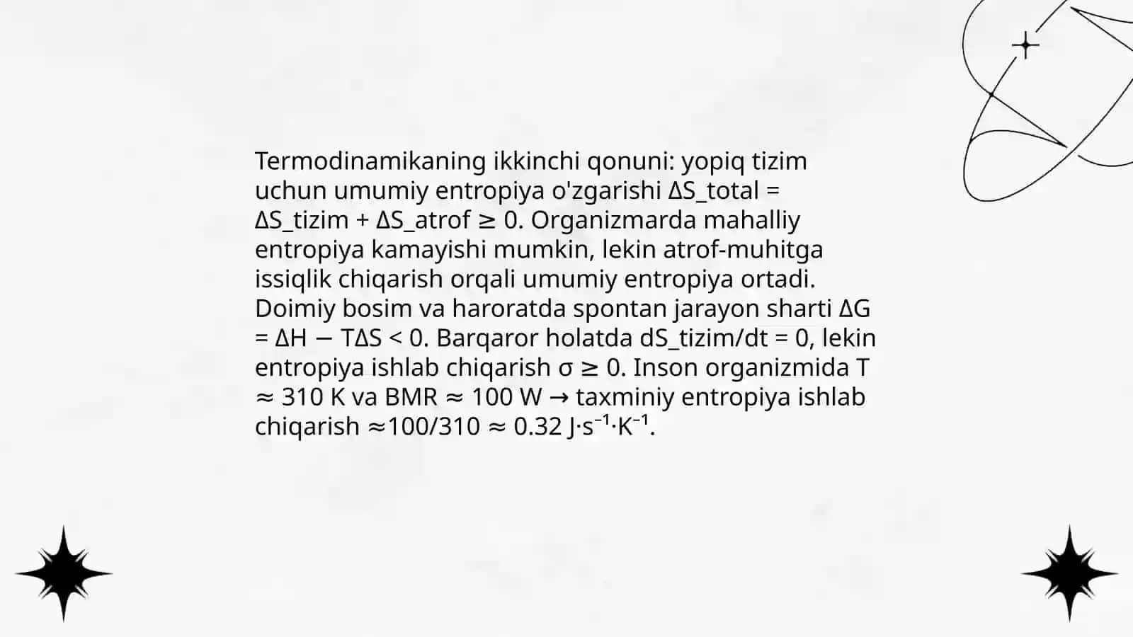 Termodinamika qonunlari va asosiy formulalarini tibbiyotdagi o'rni 4