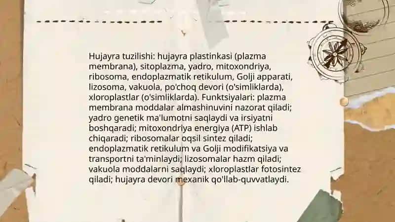 Tirik organizmlar va ularda kechadigan hayotiy jarayonlar 4