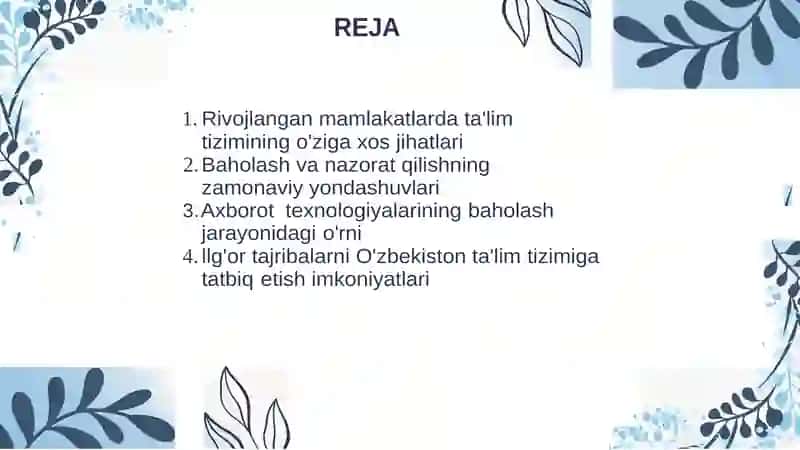 Rivojlangan mamlakatlar ta'lim t1zim1da nazorat qilish va baholashning zamonaviy ko'rinishlari 4