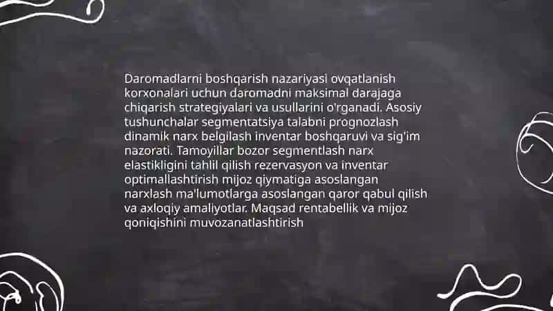 Ovqatlanish korxonalari daromadlarini boshqarishning nazariy asoslari 4
