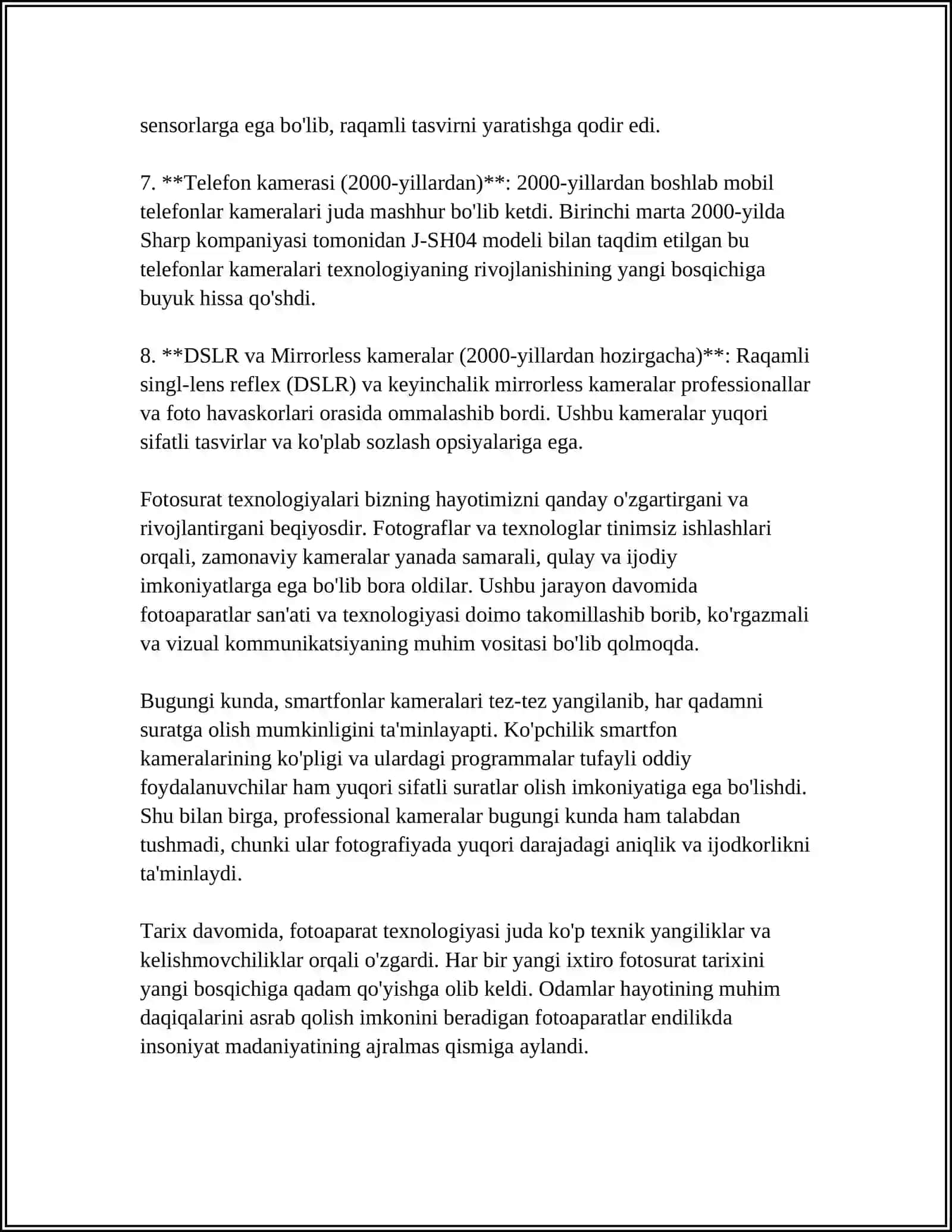 FOTOAPARAT HAQIDA MA’LUMOT 4