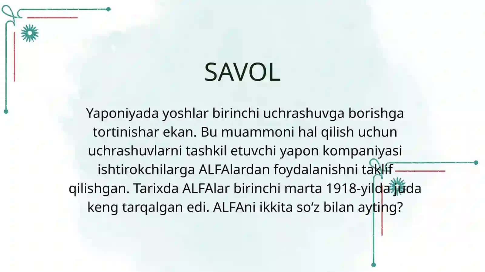 ZAKOVAT SAVOLLARI 4