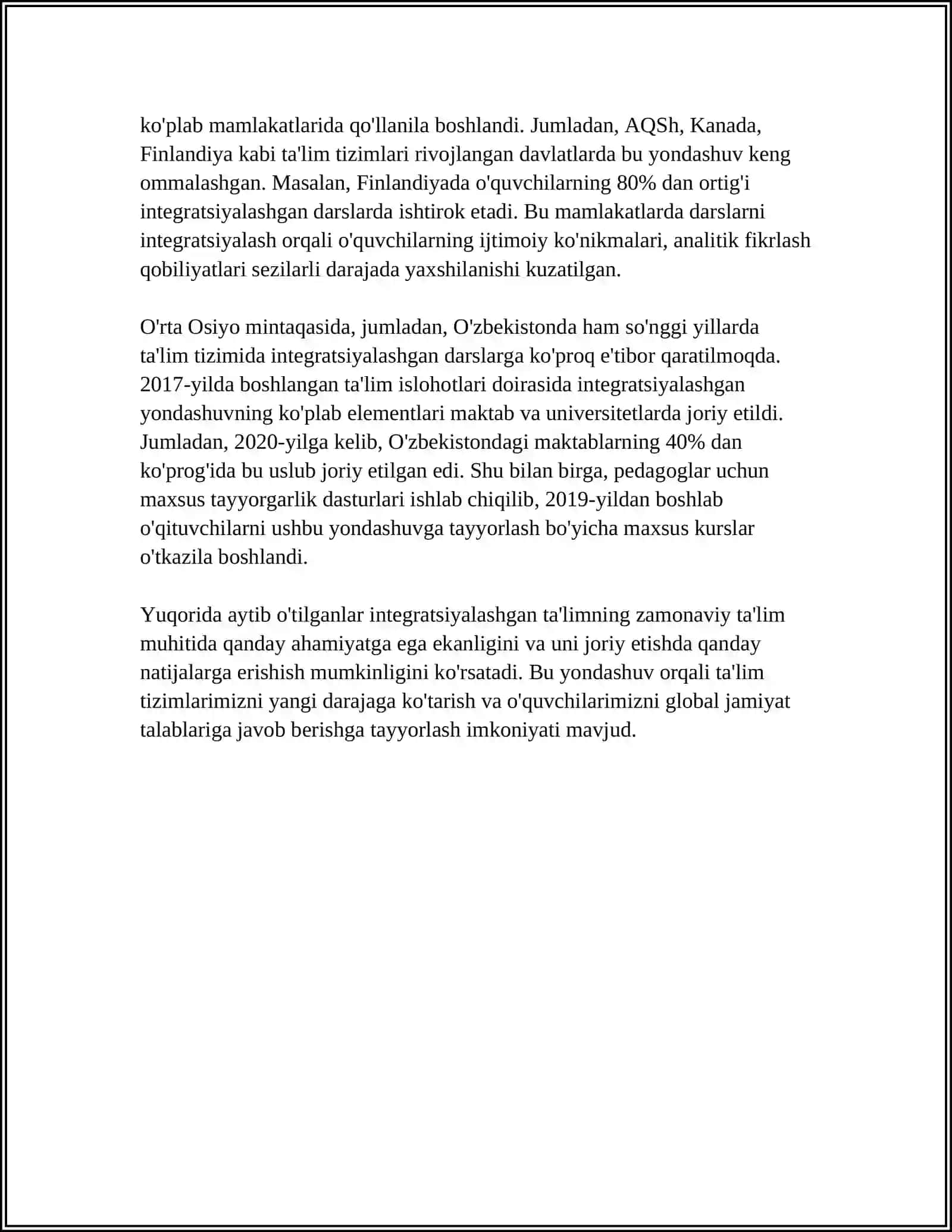 TARBIYA FANINI O‘TISHTA INTIGSIYALASHGAN DARSLARNI TASHKIL ETISH 4
