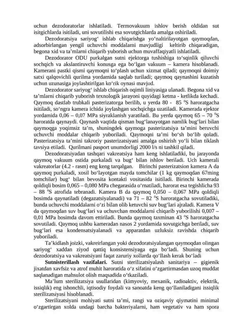 Sut va sut mahsulotlarini issiqlik va vakumda qayta ishlash 4