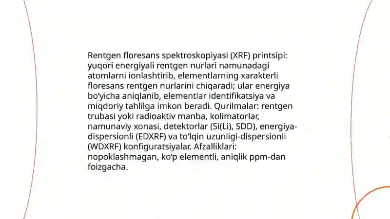 Rentgenospektral usullar. Luminescent tahlil 4