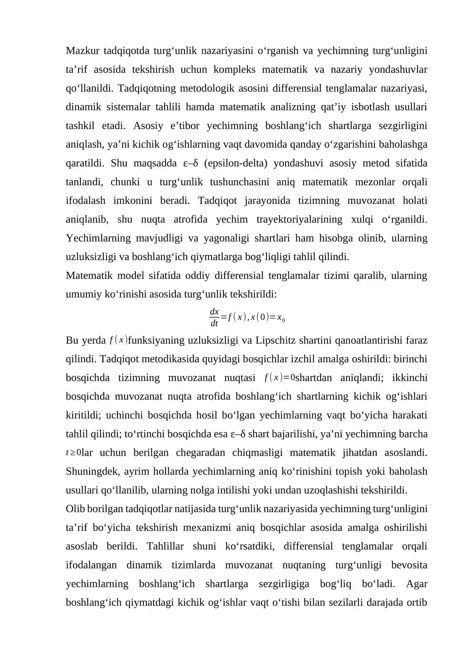 TURG‘UNLIK NAZARIYASI: YECHIMNING TURG‘UNLIGINI TA’RIF BO‘YICHA TEKSHIRISH 4