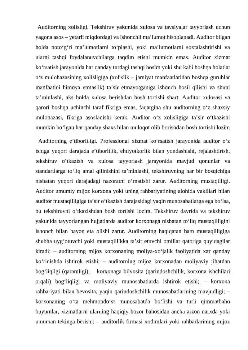 Auditorning professional etikasi va Auditorning huquqiy javobgarligi 4