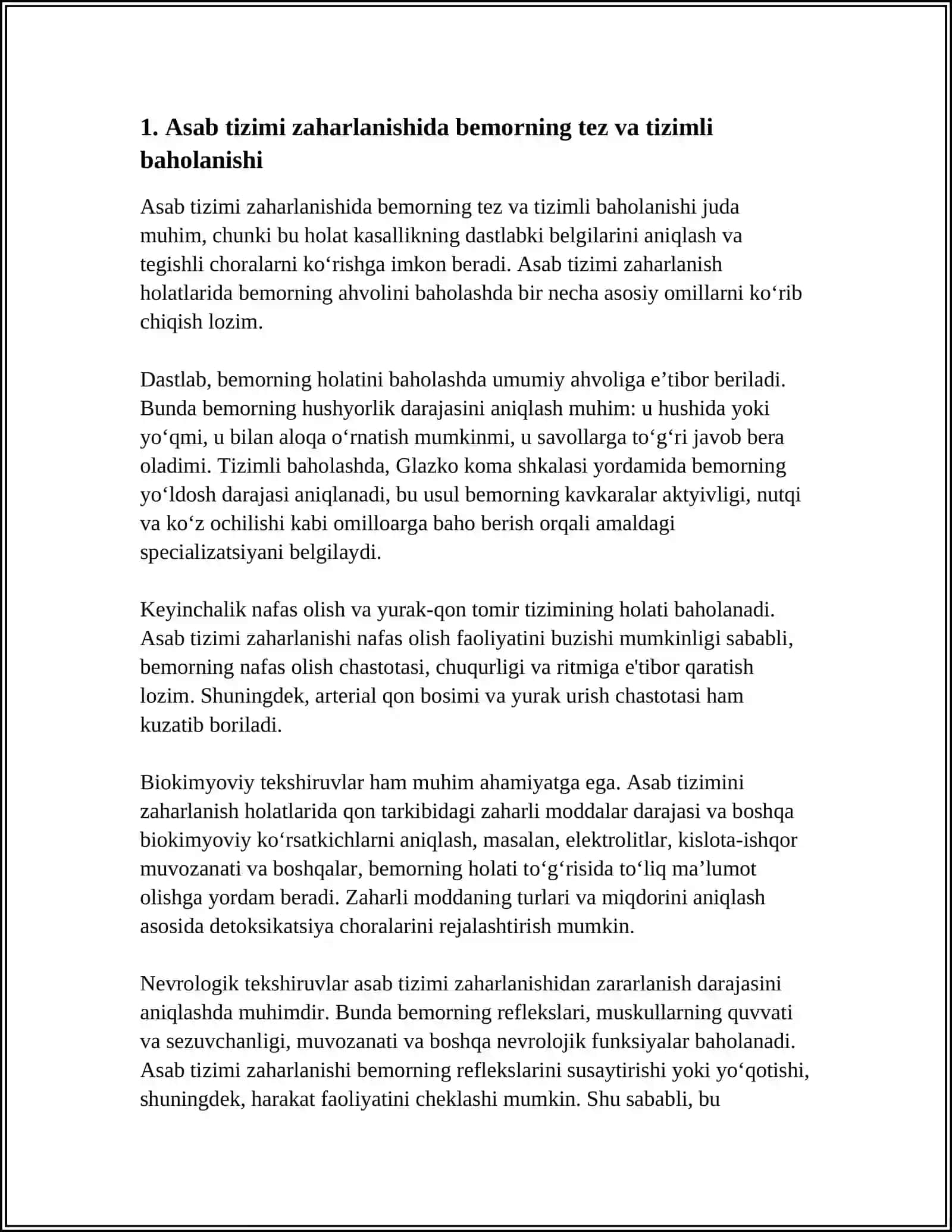 ASAB TIZIMI ZAHARLANISH HOLLARIDA HAMSHIRALIK ISHI 4