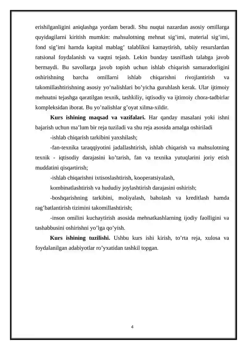 Ishlab chiqarish samaradorligi va uni ta‘minlashning hozirgi zamon muammolari 4