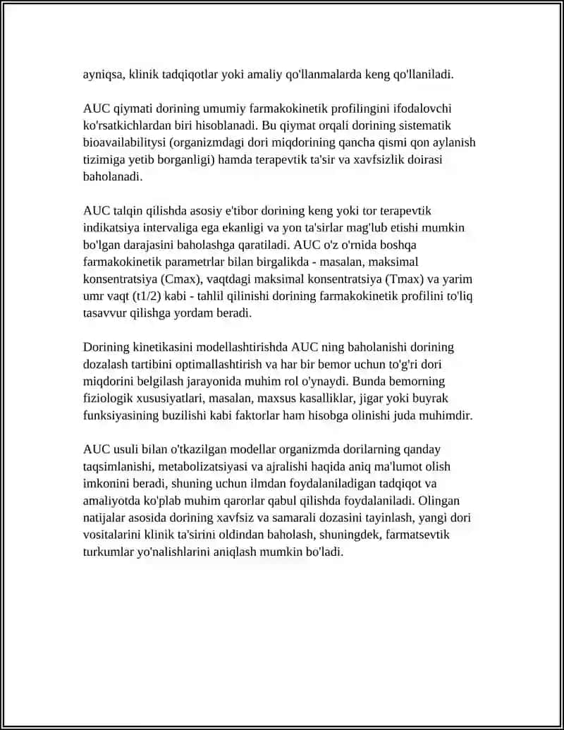 ORGANIZIMDAGI DORI KONSENTRATSIYASINI MODELLASHTIRISHDA INTEGRAL HISOB TATBIQLARI 4