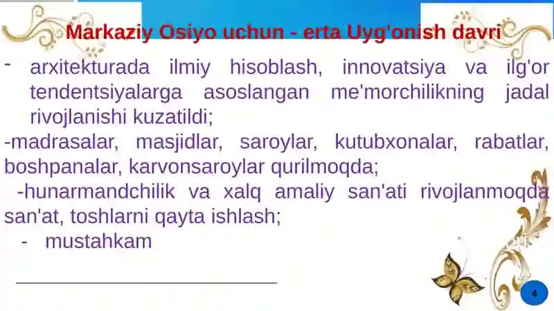 Mustaqillik yillarida O'zbekistonda ma'naviy va madaniy taraqqiyoti 4