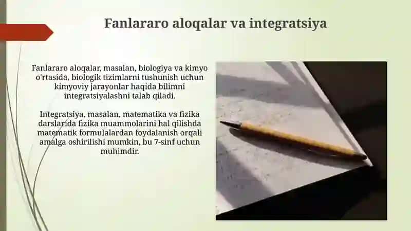 O'quv dasturidagi fanlar va ularning o'zaro bog'liqligi 4