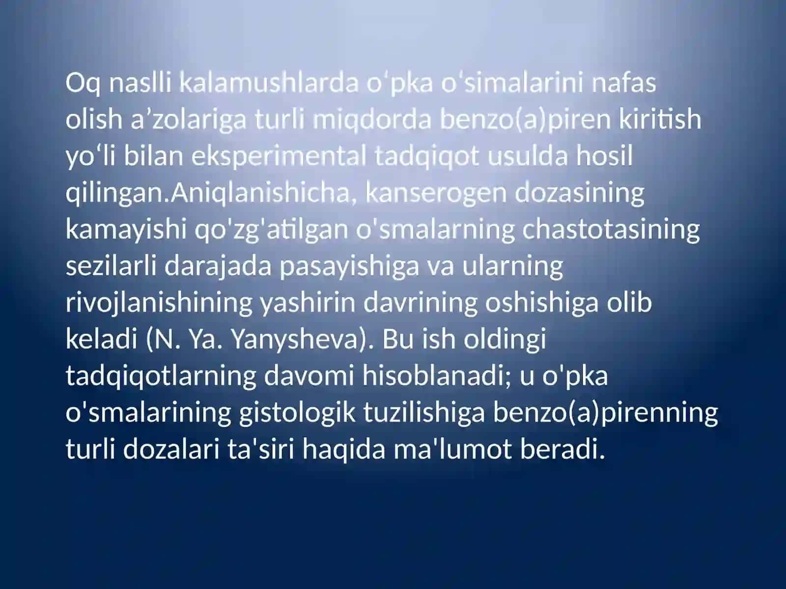 Tamakidagibenz(a)pirenni o'pkada neoplastik jarayonni rivojlanishidagi ahamiyati 4
