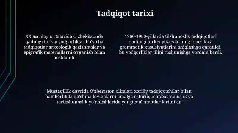 Qadimgi turkiy yodgorliklar boʻyicha oʻzbekistonda yaratilgan ilmiy asarlar bibliografiyasini tuzish 4