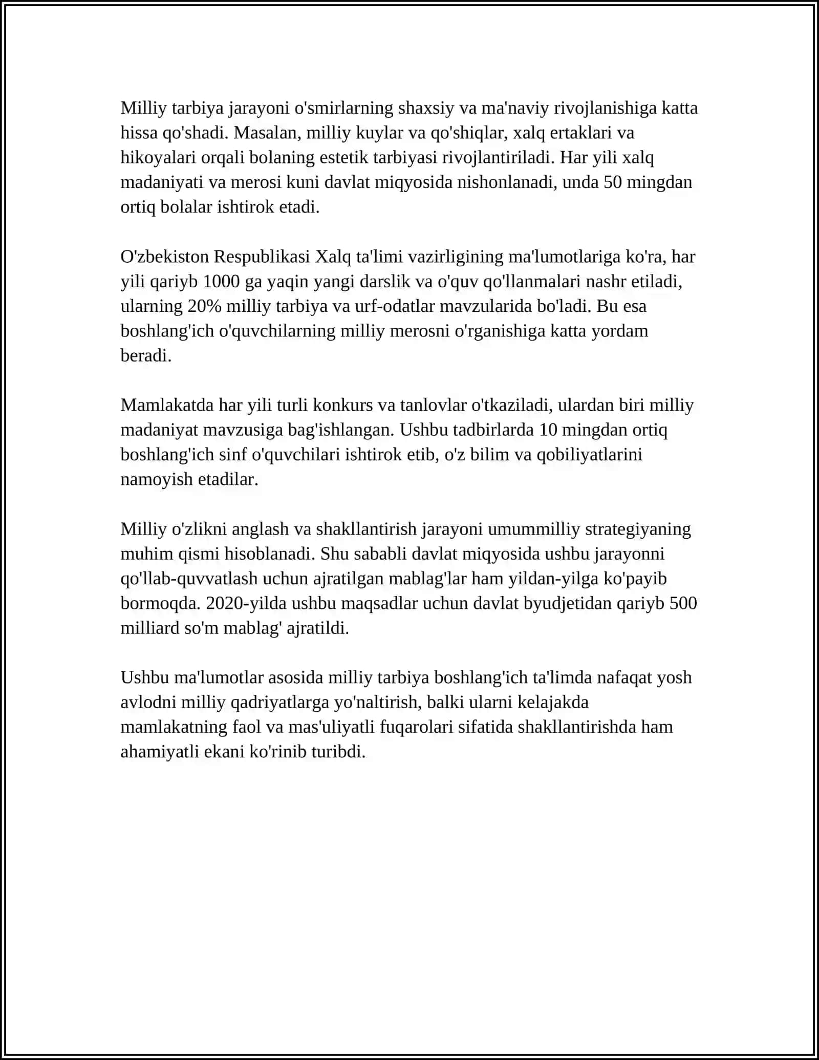 BOSHLANG'ICH TA'LIMDA MILLIY TARBIYA ASOSLARI 4