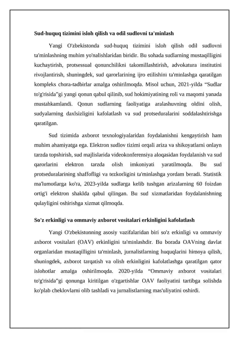 Yangi O'zbekistonda inson huquqlari va erkinliklarini kafolatlashning yaratilishi 4