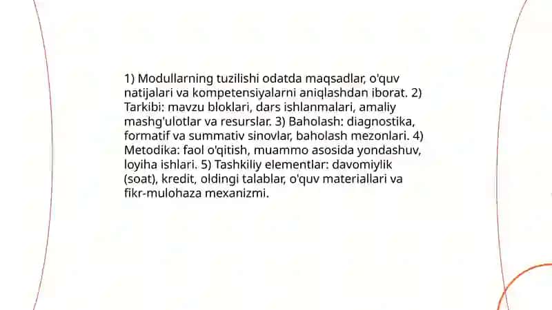 Modulli ta'limni tashkil etish 4