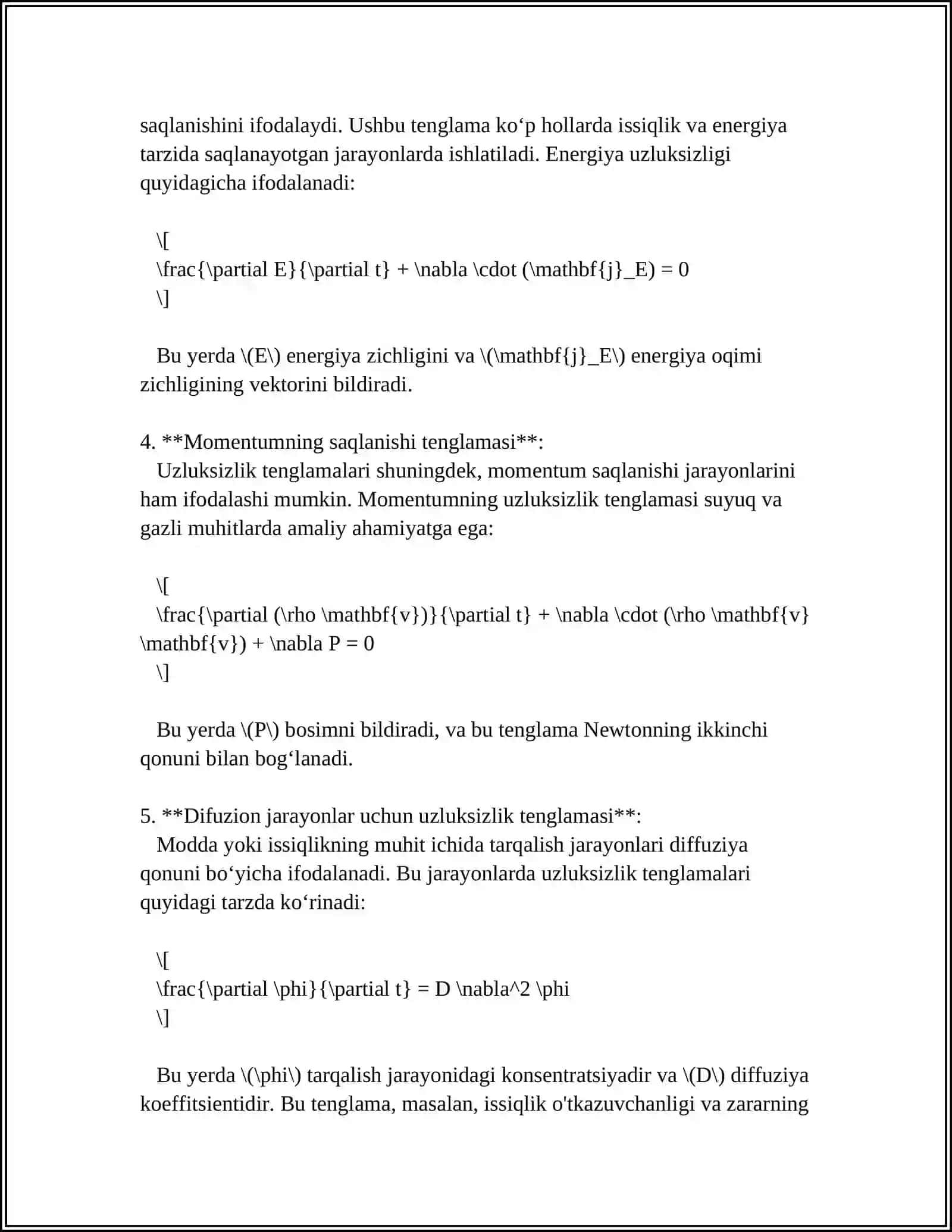 UZLUKSIZLIK TENGLAMASI 4