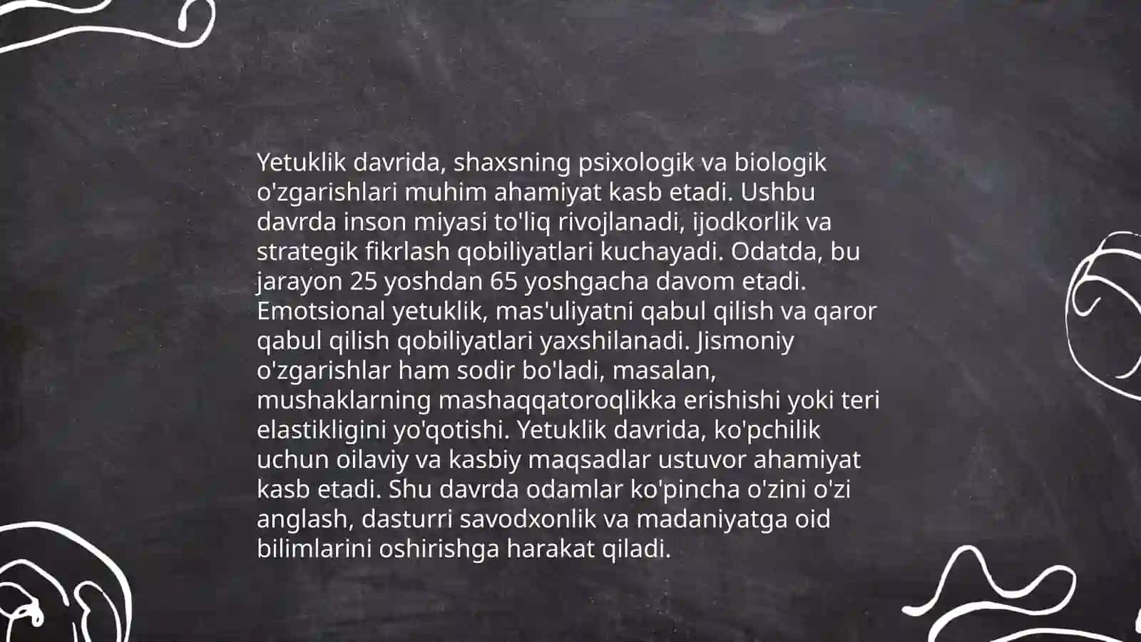 Yoshlik va yetuklik davrining psixologik xususiyatlari gerontopsixalogiya 4