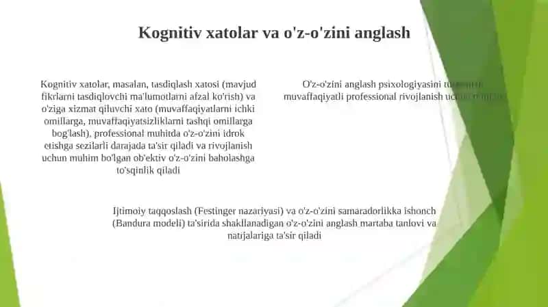 Oʼzini anglash va professional oʻsish psixologiyasi 4