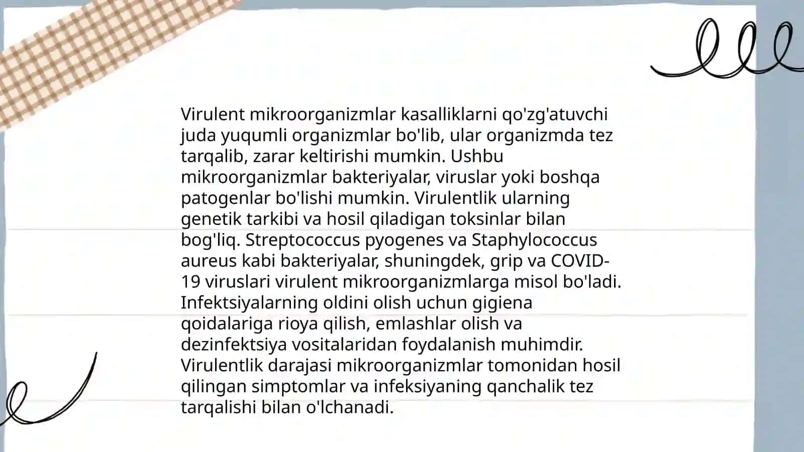Infeksiya haqida tushuncha. Virulent va patogen mikroorganizmlar. Infeksion kasalliklarni tasnifi va laboratoriya diagnostika usullari 4