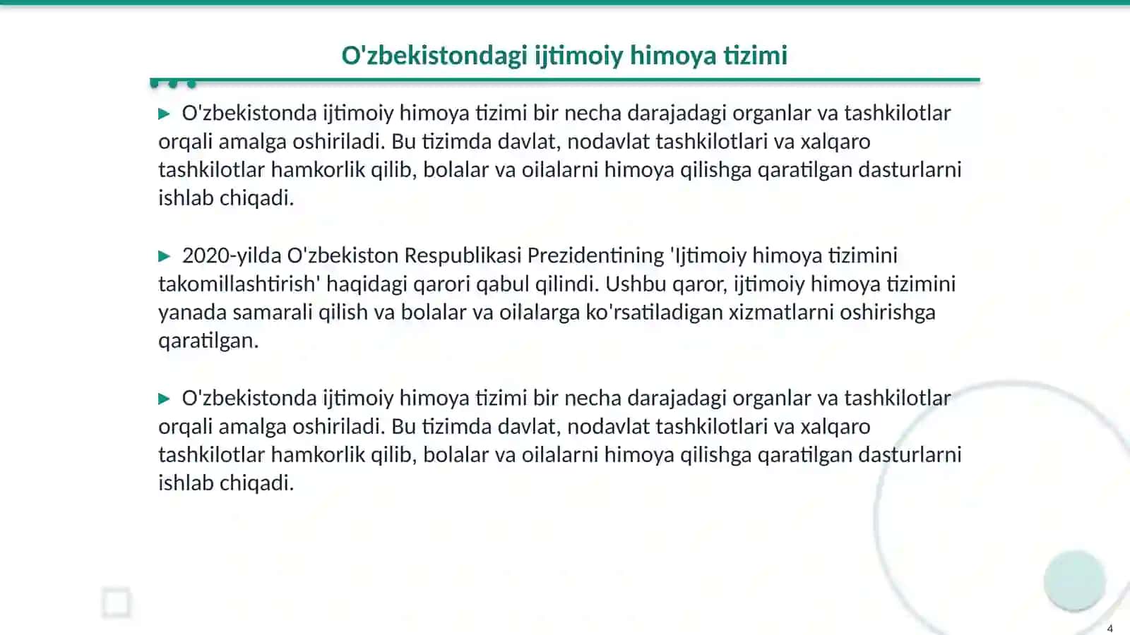 O'zbekistonda bolalar va oilani ijtimoiy himoya qilish siyosati:etik tahlil 4