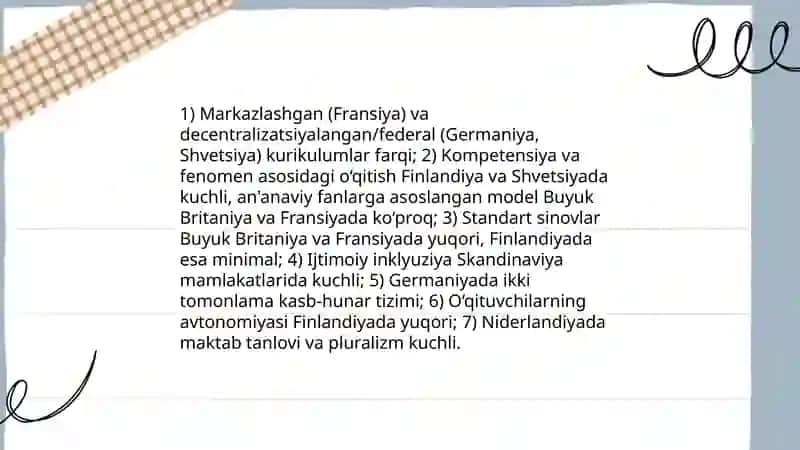 Yevropa mamlakatlarida talim tarbiya masalalarining olib borilishi va qiyosiy tahlil 4