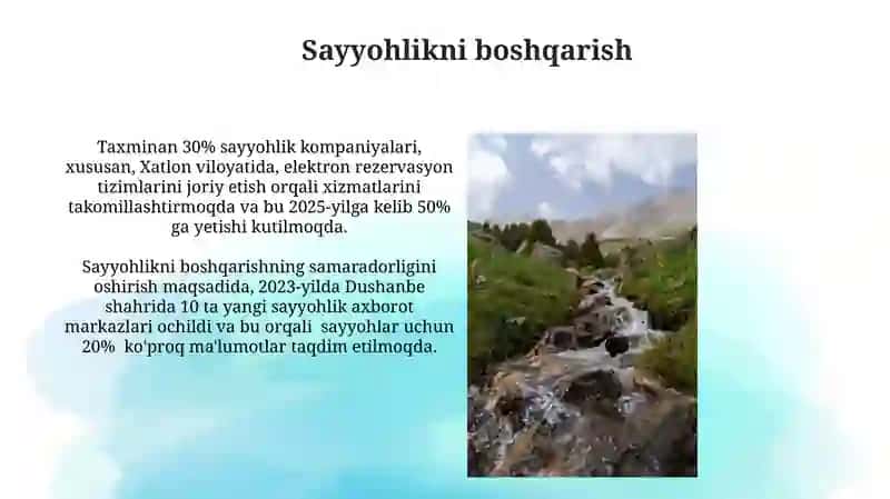 Tojikiston turistik resurslari va turizm rivojlanish faoliyati 4