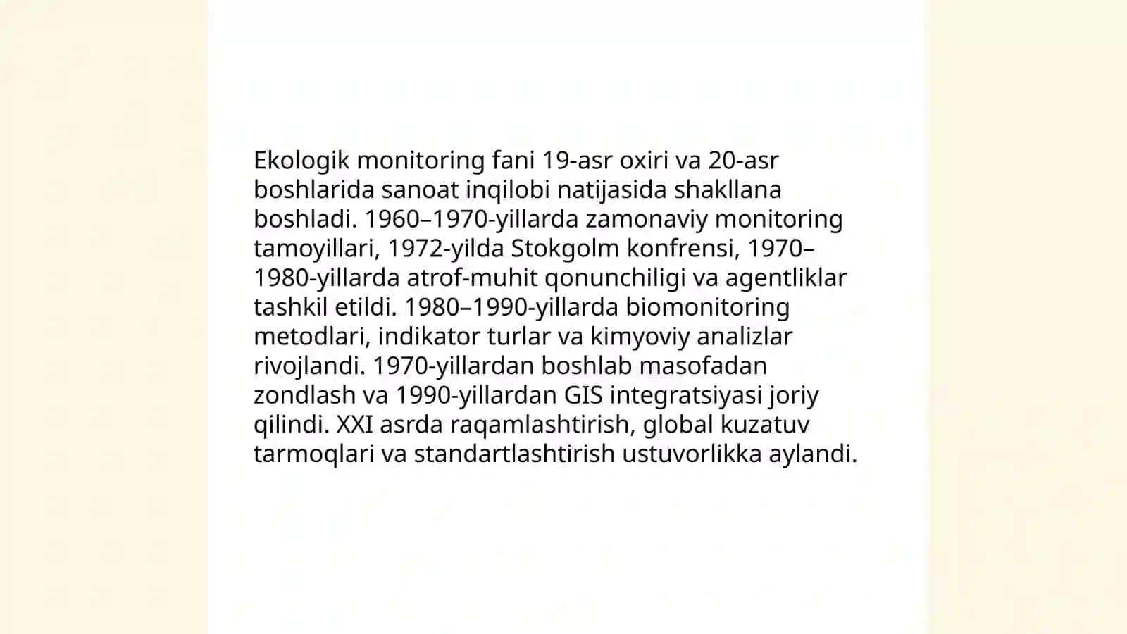 Ekologik monitoringning nazariy asoslari va asosiy tushunchalari 4