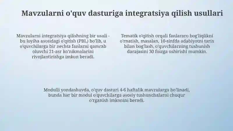 Ta’limberishnimavzularbo'yichaintegratsiyalash 4