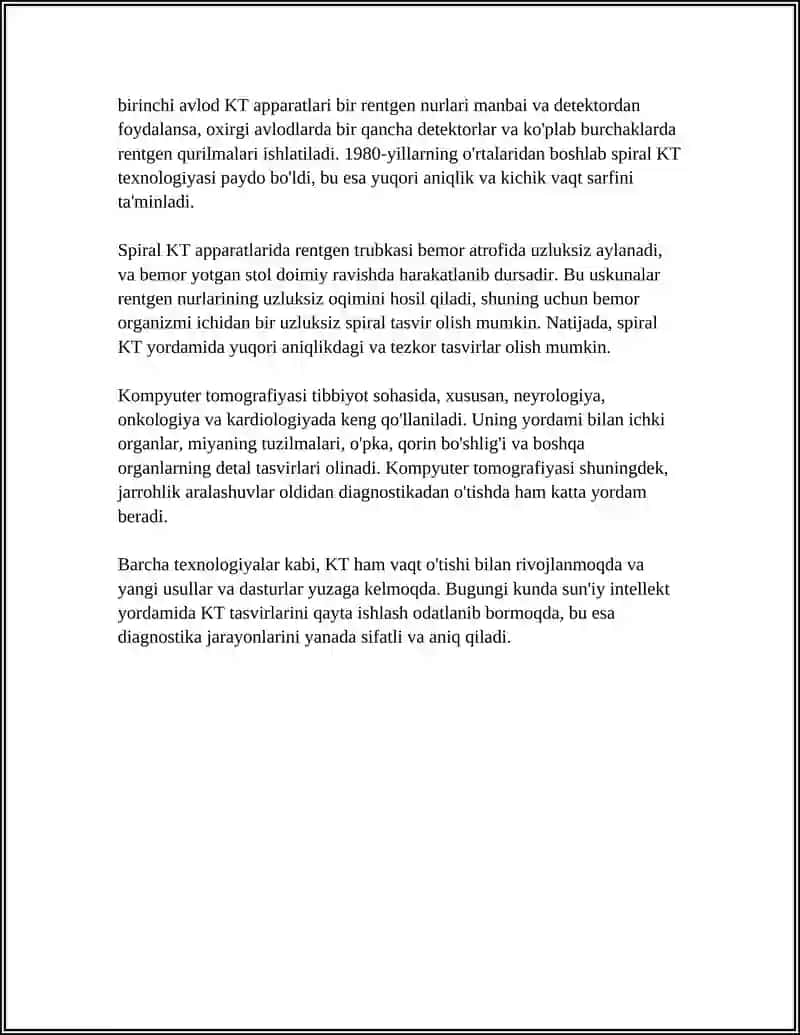 Kompyuter tomografiyasi va uni ishlashning fizik asoslari 4