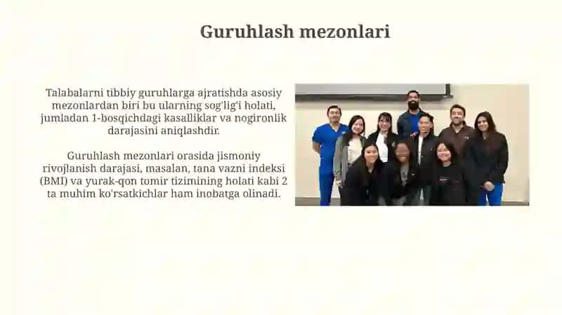 O'quvchilarni tibbiy guruhga ajratish 4
