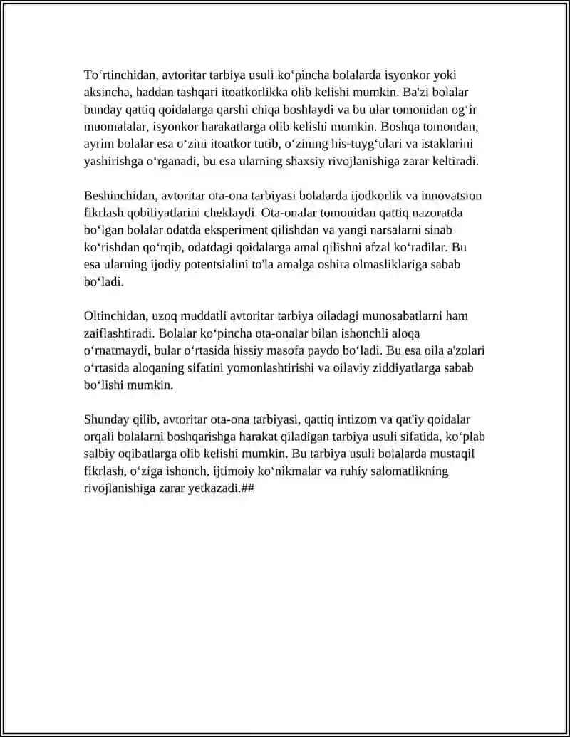 OILADA BOLA TARBIYASI TOIFALARI VA OQIBATLARI 4