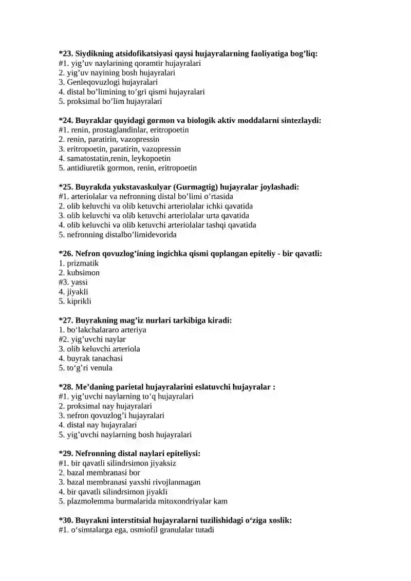 Qaysi so‘rg’ichlarning ta’m bilish piyozchalari bo‘lmaydi 4