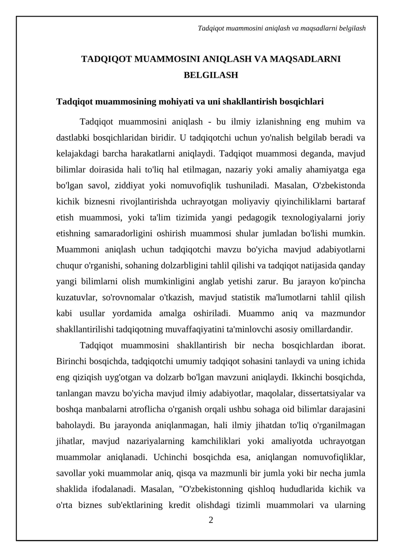 Tadqiqotlar olib borish jarayoni va uni tashkil etish 4