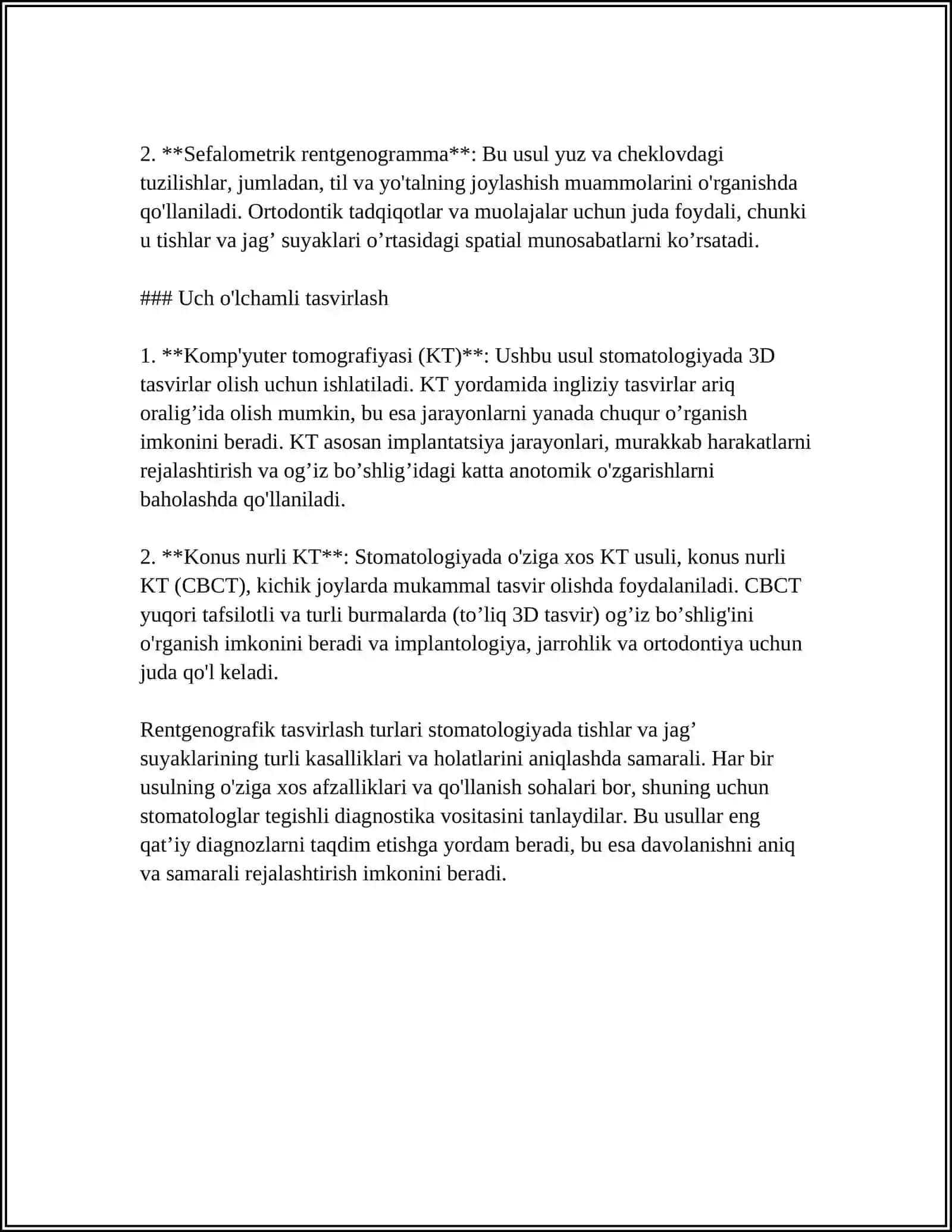 RENGENOSKOPIYANI STOMATOLOGIYADA O'RNI 4