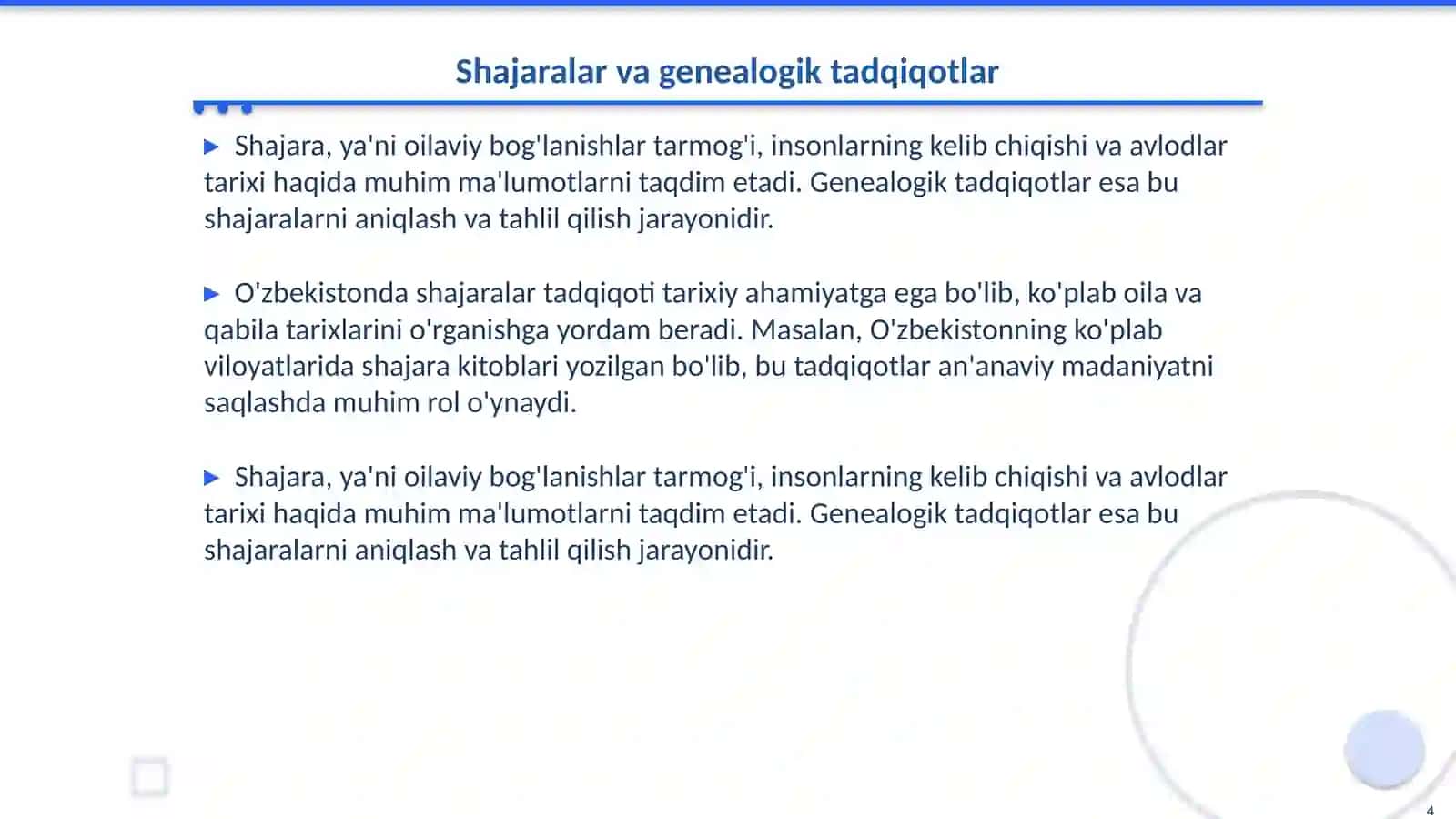 Antropogenetik usullari: shajara 4