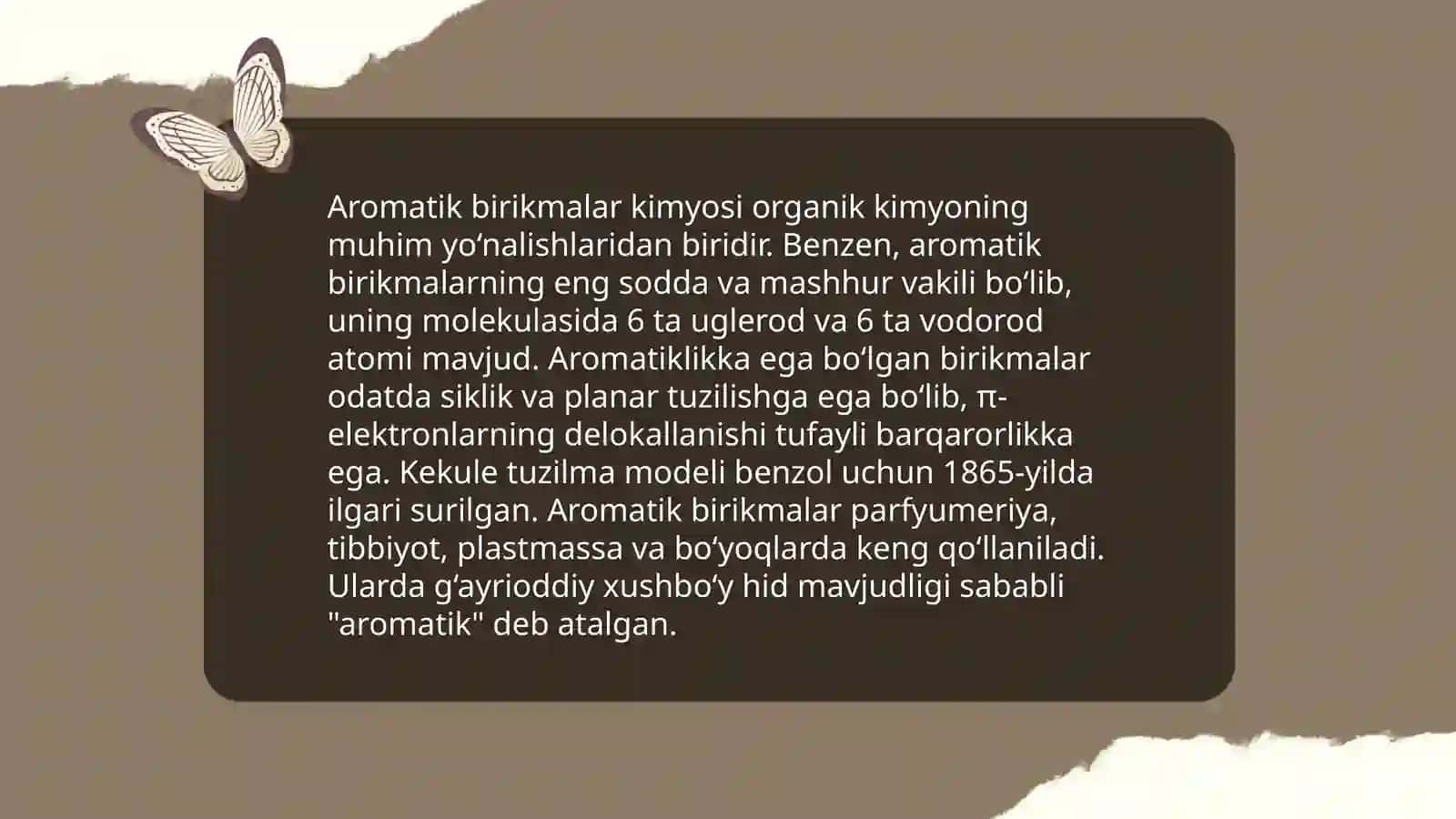 Dorivor preparatlar tarkibidagi 7 azoli aromatik brikmalar 4